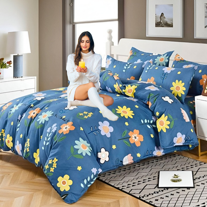 Luxury Bedding Sets 6 PCs with Duvet Cover 220x240 & 4 Pillow Covers (MNC11)