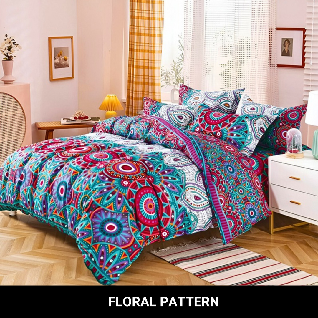King Size Bed Sets 6 PCs with Duvet Cover 220x240 & 4 Pillow Covers Cotton Blend (MNC12)