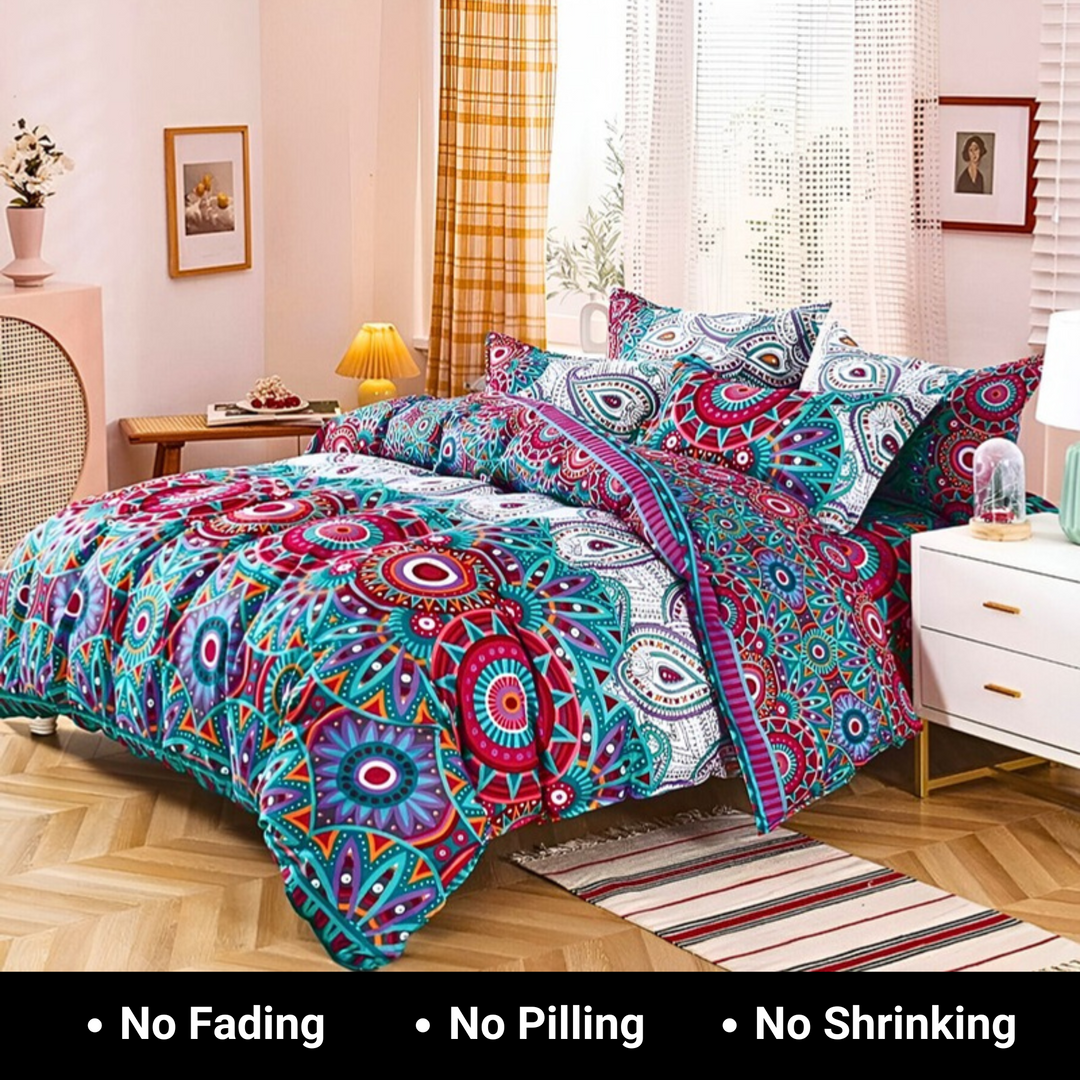 King Size Bed Sets 6 PCs with Duvet Cover 220x240 & 4 Pillow Covers Cotton Blend (MNC12)