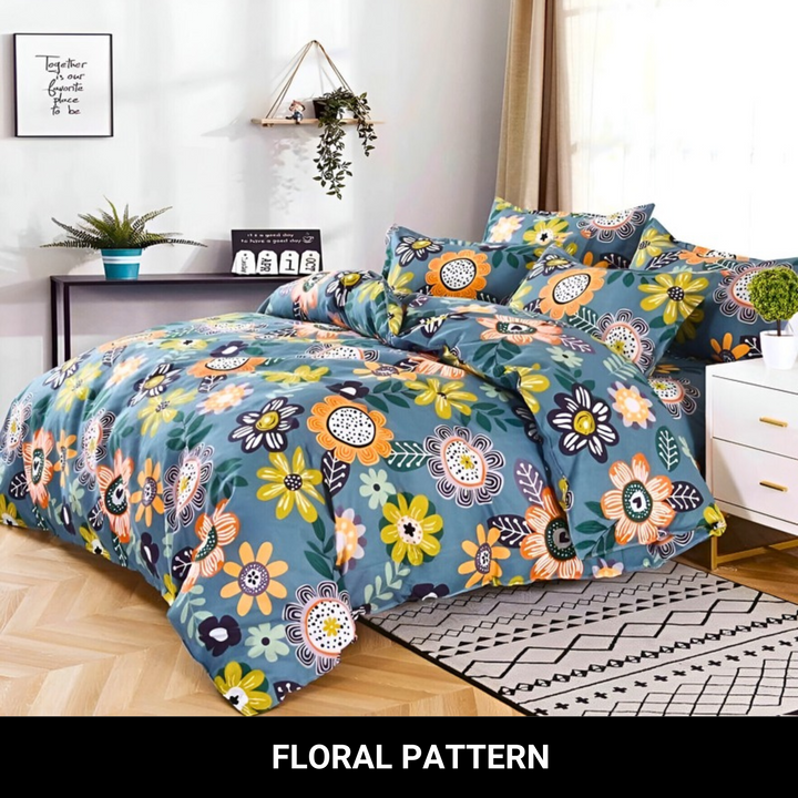 King Size Bedding Sets 6 PCs with Cotton Blend 220x240 & 4 Pillow Covers (MNC13)