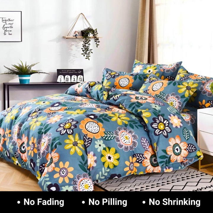 King Size Bedding Sets 6 PCs with Cotton Blend 220x240 & 4 Pillow Covers (MNC13)