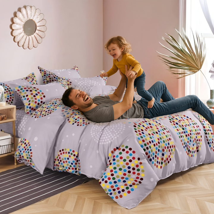King Size Printed Bed Sheet Set 6 PCs with Duvet Cover, Flat Sheet & Pillow Covers (MNC24)