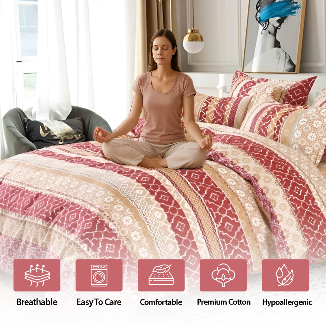 King Size Bedding Set 6 PCs with Duvet Cover 220x240cm & 4 Pillow Covers (MNC23)