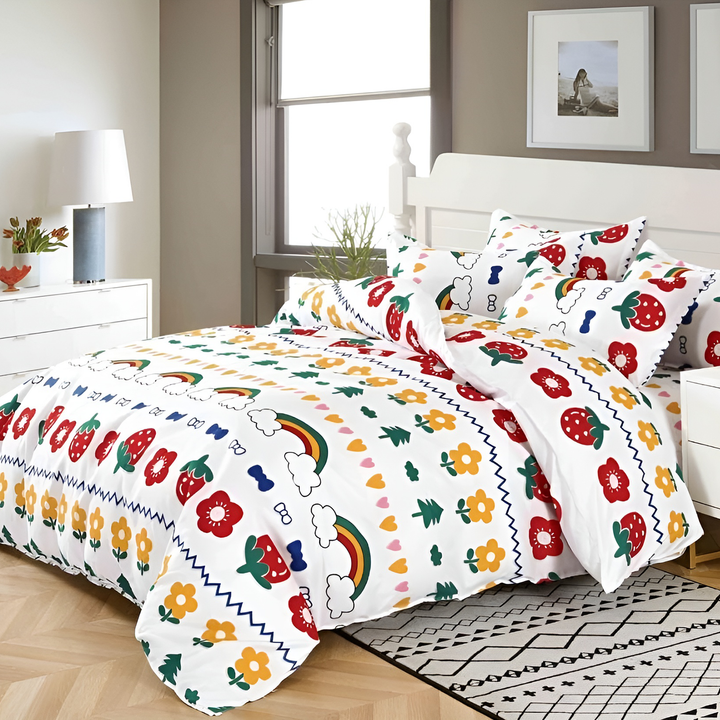 Luxury 6 PCs Floral Bedding Set with Duvet Cover, Flat Sheet & 4 Pillowcases (MNC16)