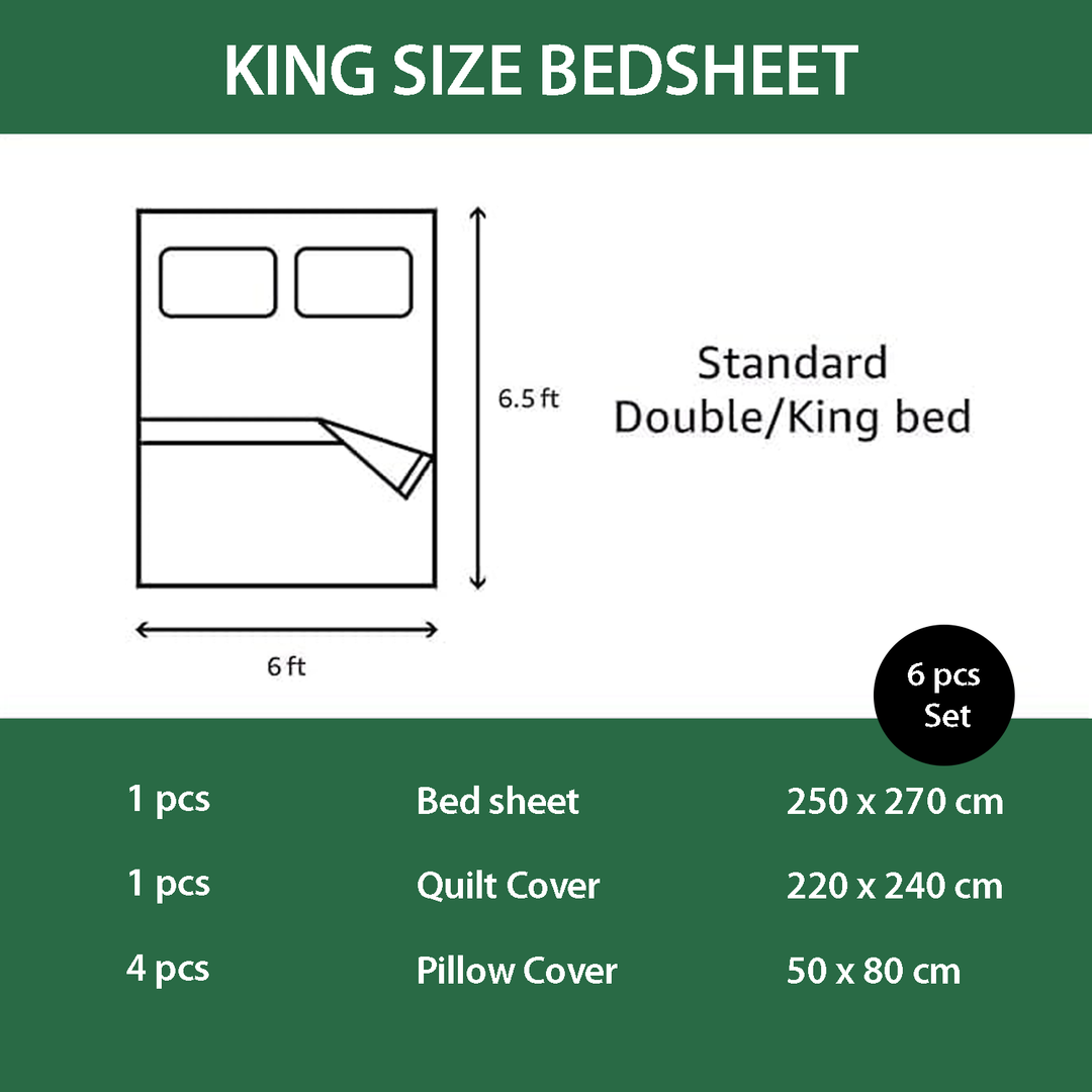 6 PCs Luxury Bed Sheet Set – Duvet Cover 220x240 with 4 Pillow Covers (MNC19)