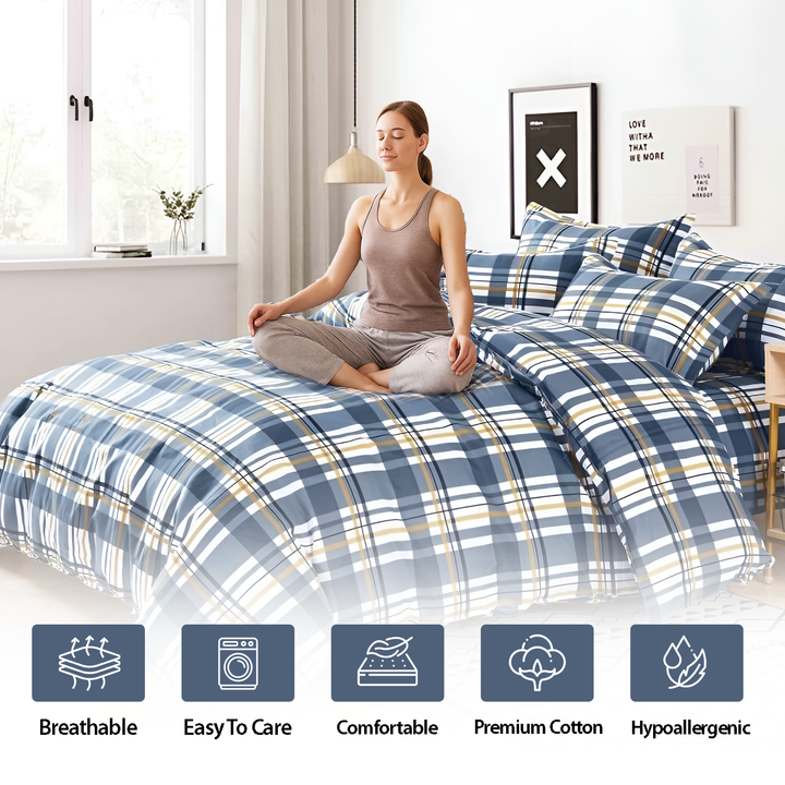 6 PCs King Size Floral Bedding Set with Flat Sheet, Duvet Cover & 4 Pillow Covers (MNC25)