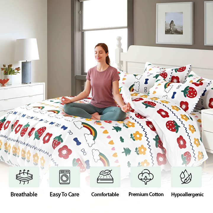 Luxury 6 PCs Floral Bedding Set with Duvet Cover, Flat Sheet & 4 Pillowcases (MNC16)