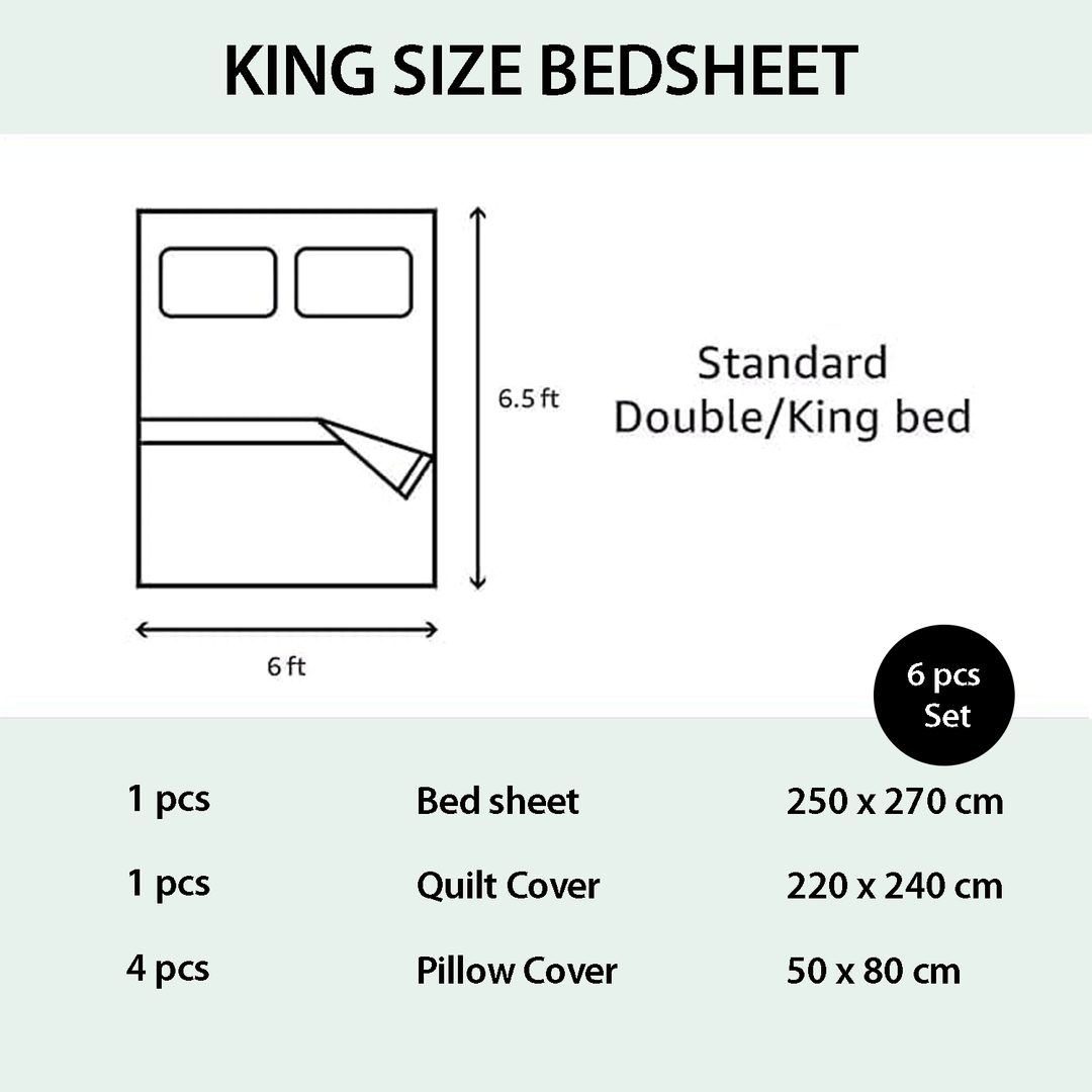 Luxury 6 PCs Floral Bedding Set with Duvet Cover, Flat Sheet & 4 Pillowcases (MNC16)
