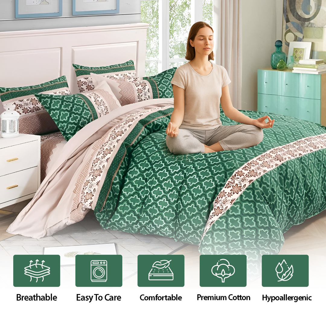 6 PCs Luxury Bed Sheet Set – Duvet Cover 220x240 with 4 Pillow Covers (MNC19)