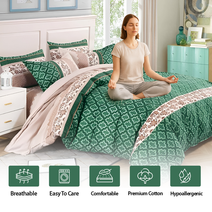 6 PCs Luxury Bed Sheet Set – Duvet Cover 220x240 with 4 Pillow Covers (MNC19)