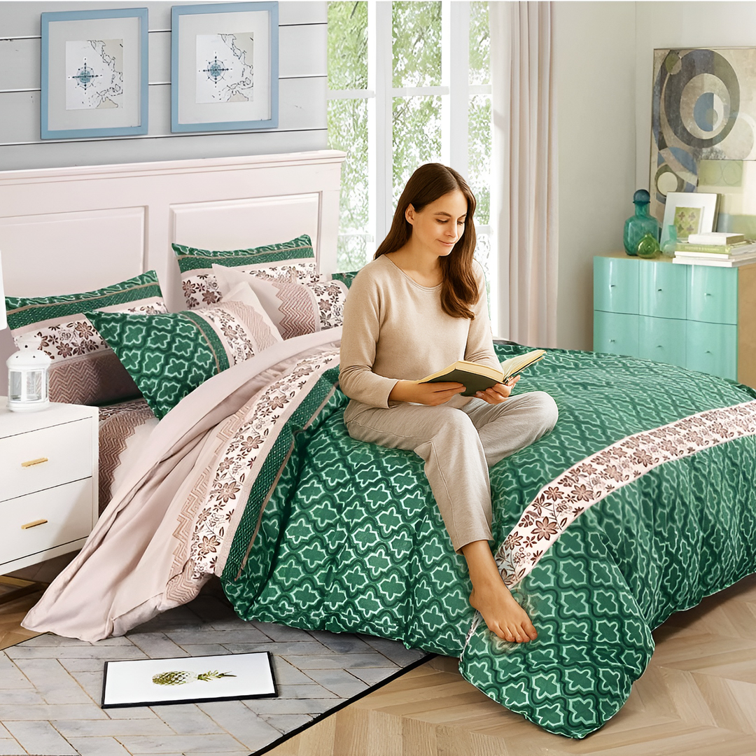 6 PCs Luxury Bed Sheet Set – Duvet Cover 220x240 with 4 Pillow Covers (MNC19)