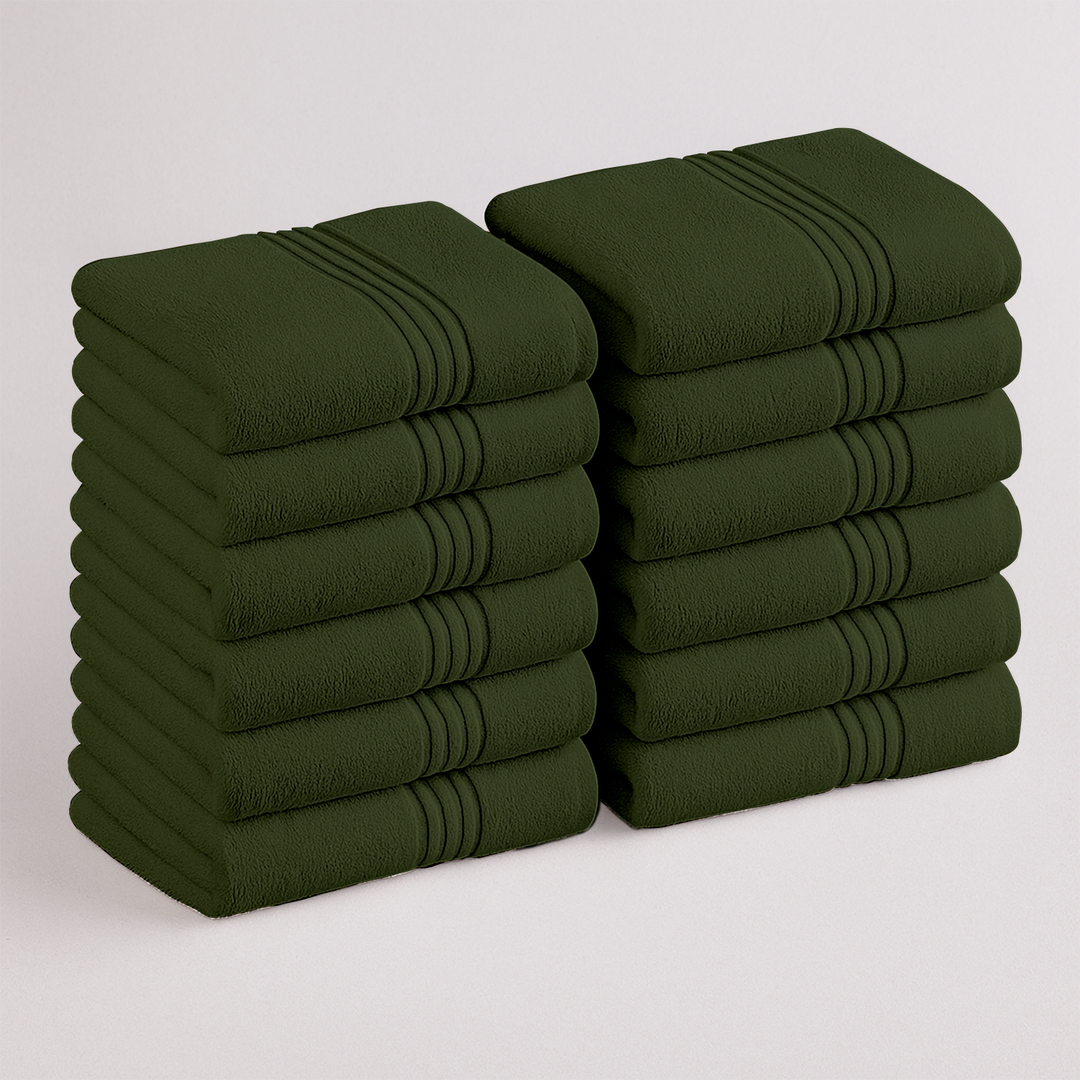 12 Pack Premium Wash Cloths and Face Towels Set (30 x 30 CM) 600 GSM 100% Cotton Soft