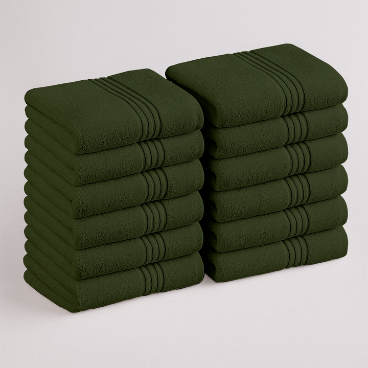12 Pack Premium Wash Cloths and Face Towels Set (30 x 30 CM) 600 GSM 100% Cotton Soft