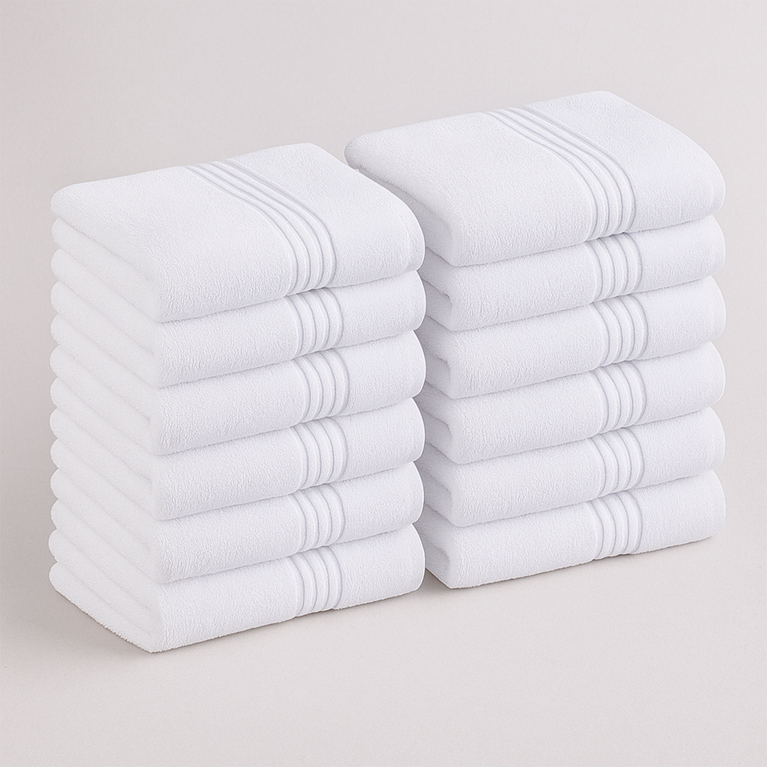 12 Pack Premium Wash Cloths and Face Towels Set (30 x 30 CM) 600 GSM 100% Cotton Soft