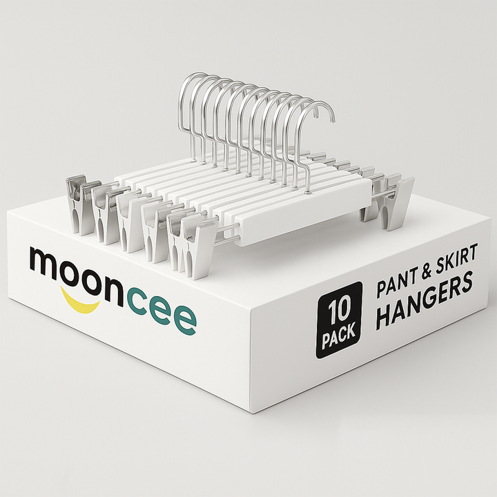 Premium High-Grade Wooden Pants Hangers - Non-Slip Grip With Adjustable Metal Clips