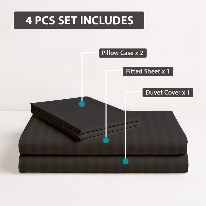 4 PCs Single Bed Sheets Set With Duvet Cover Set 160x220 cm Bedding Set (Ash Grey)