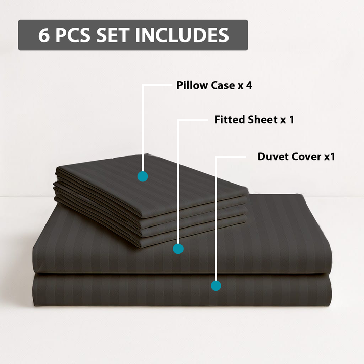 MOONCEE 6 PCs King Bed Sheet Set With Duvet Cover 220x240 Bedding Set (Ash Grey)
