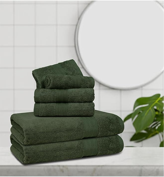 6 PCs Premium Towel Set, 2 Bath Towels, 2 Hand Towels , 2 Washcloths & Shower Towel