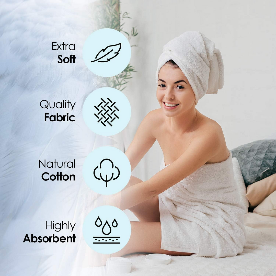 6 PCs Premium Towel Set, 2 Bath Towels, 2 Hand Towels , 2 Washcloths & Shower Towel