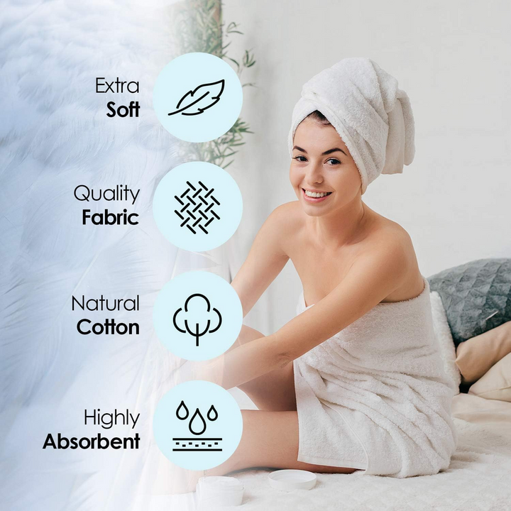 6 PCs Premium Towel Set, 2 Bath Towels, 2 Hand Towels , 2 Washcloths & Shower Towel