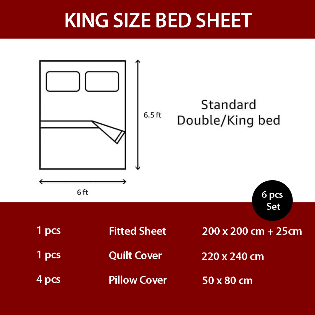 Linen Bed Sheets Wedding 6 PCs Set – Cozy Comfort for Modern Bedrooms (White Maroon)