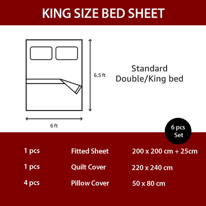 Linen Bed Sheets Wedding 6 PCs Set – Cozy Comfort for Modern Bedrooms (White Maroon)