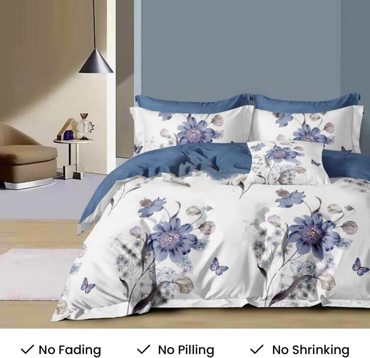 Single Size 4-PCs Bed Sheet Set – Fitted Sheet with Duvet Cover 160x220 (4FS3)