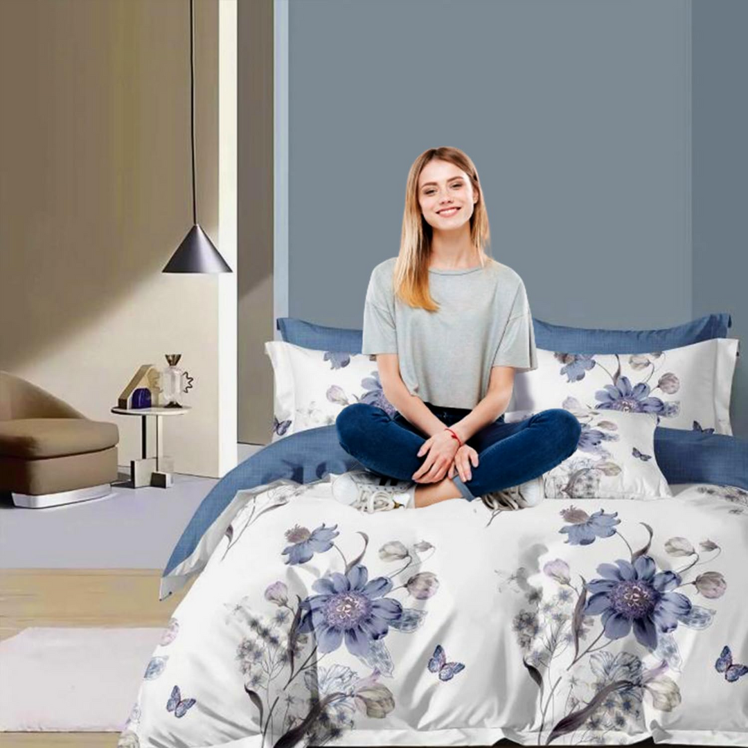 طقم ملاءات سرير كينج 6 قطع مع غطاء لحاف 220 × 240، وغطاء وسادة (MNC6)