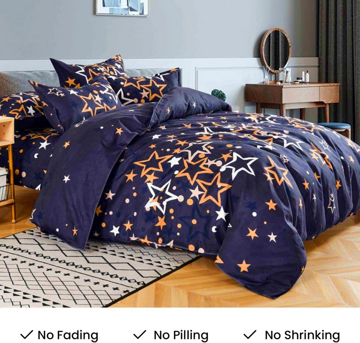 طقم ملاءات سرير كينج، 6 قطع، مع غطاء لحاف، 220×240، وغطاء وسادة، طقم فراش كينج (MNC1)