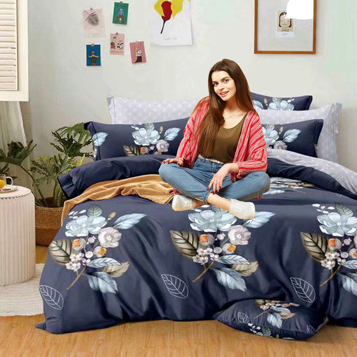 طقم ملاءة سرير كينج سايز مع غطاء لحاف 220×240، ملاءة سرير كينج سايز قطنية (6FS18)