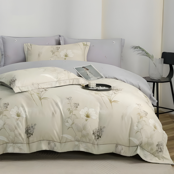 Elegant 6 PCs Bedding Set with Duvet Cover, 200x200cm Fitted Sheet & Pillowcases (6FS79)