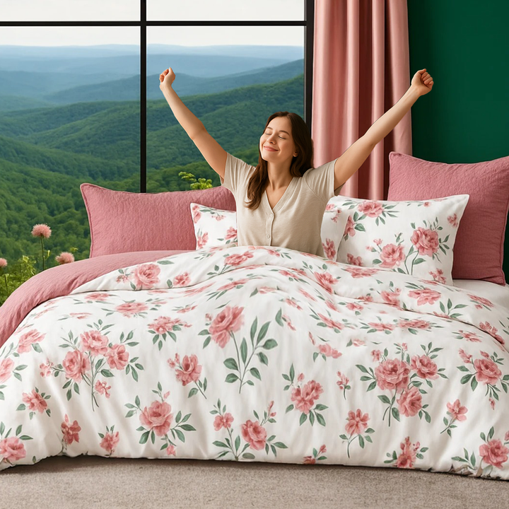 Floral Bed Set King Size – 6 PCs with Cotton Fitted Sheet, Duvet Cover & Pillowcases (6FS88)