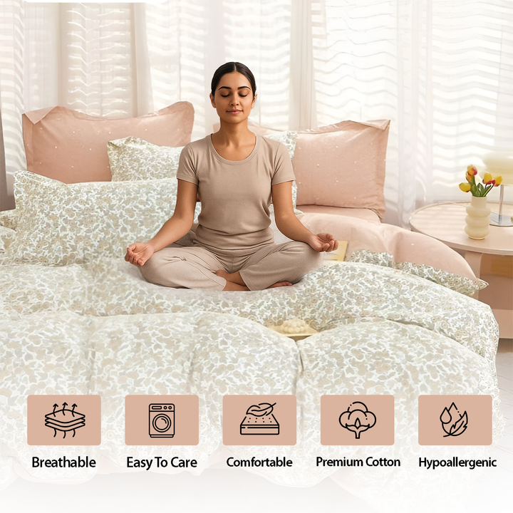 Floral King Bedding Set – 6 PCs with Fitted Sheet, Duvet Cover & Pillowcases (6FS89)