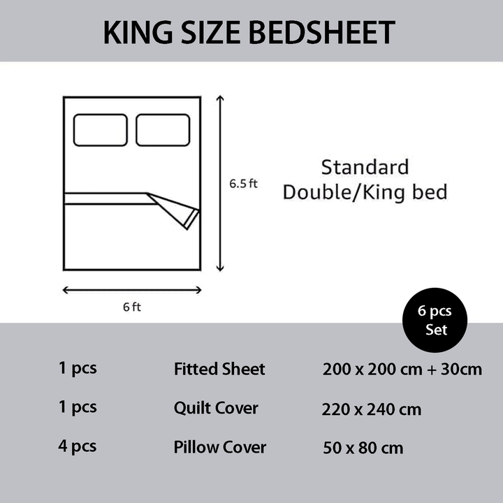 Cotton Bed Sheet Design set 6 pcs with 220x240 Duvet, Fitted Sheet & Pillowcases (6FS78)