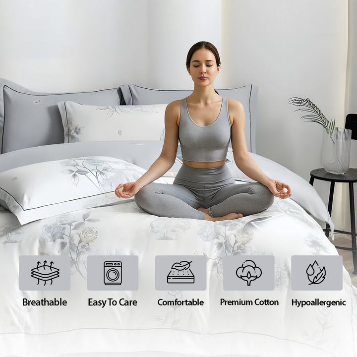 Cotton Bed Sheet Design set 6 pcs with 220x240 Duvet, Fitted Sheet & Pillowcases (6FS78)