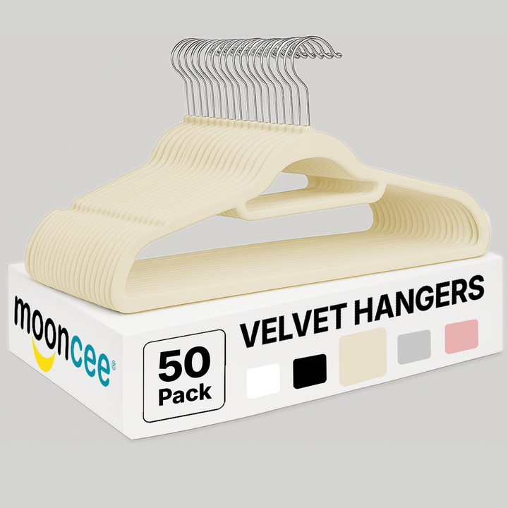 MOONCEE Premium Velvet Non-Slip Hangers – Ideal for Clothes, Coats & Pants