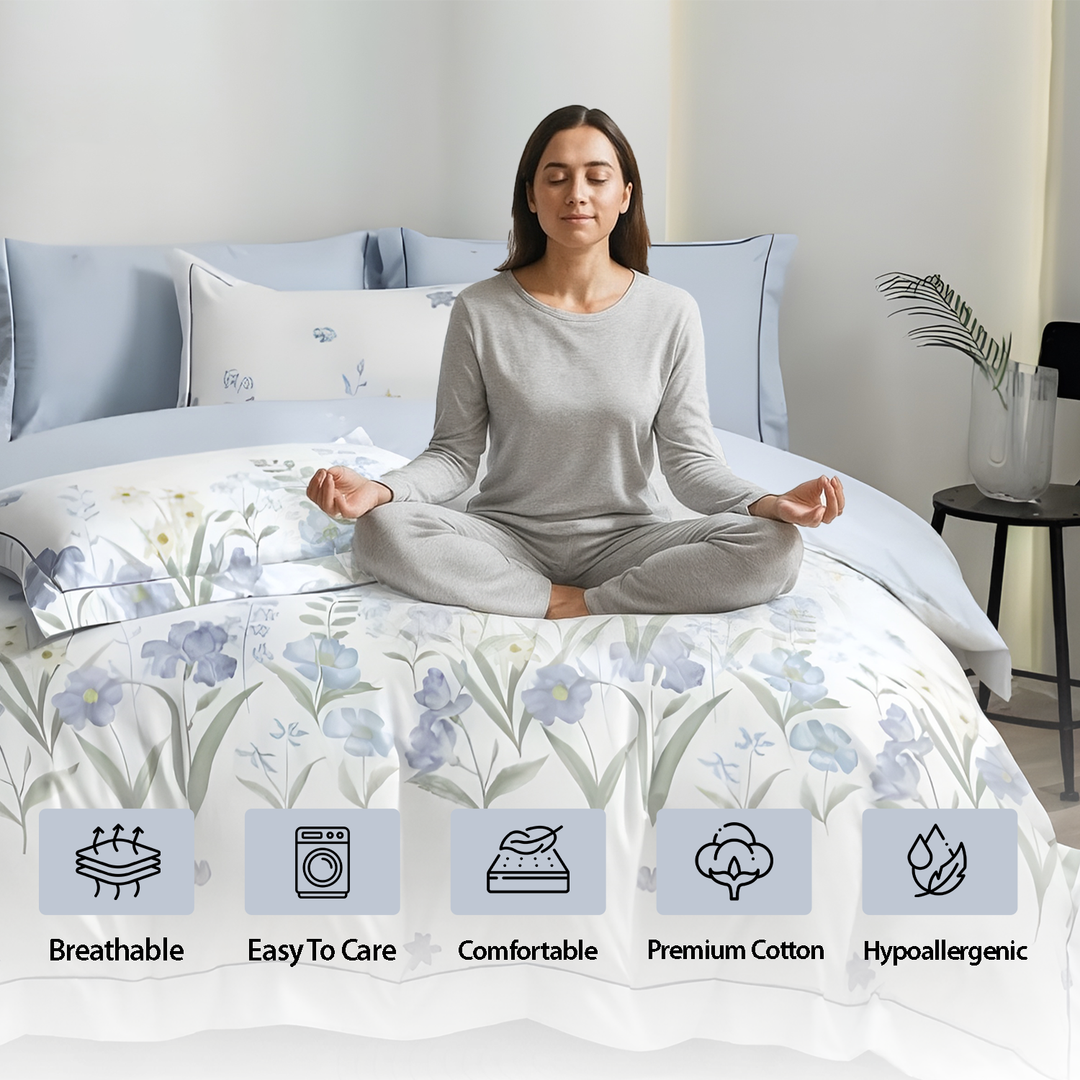 King Size 6 PCs Bed Sheet Set with Fitted Sheets, Duvet Cover & Pillowcases (6FS81)
