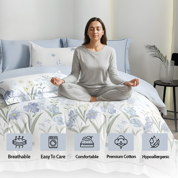 King Size 6 PCs Bed Sheet Set with Fitted Sheets, Duvet Cover & Pillowcases (6FS81)