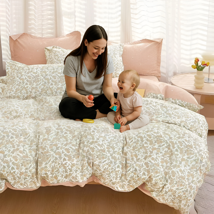 Floral King Bedding Set – 6 PCs with Fitted Sheet, Duvet Cover & Pillowcases (6FS89)