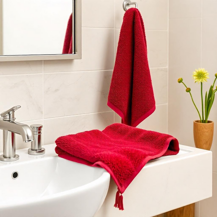 12 Pack Cotton Face Towel Set – Soft & Absorbent Bath Towel Sets (Cherry Red)