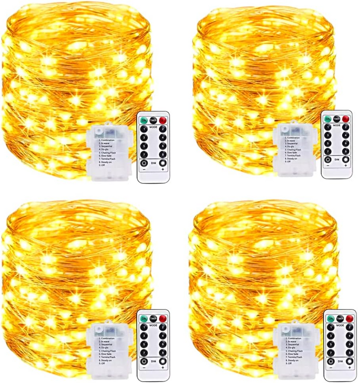 سلسلة أضواء خيالية من MOONCEE، 100 مصباح LED، مع جهاز تحكم عن بعد، تعمل بالبطارية، لتزيين المنزل