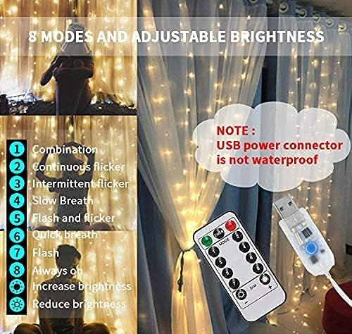 سلسلة أضواء خرافية LED مكونة من 300 مصباح مع USB وجهاز تحكم عن بعد، LED أبيض دافئ للديكور المنزلي