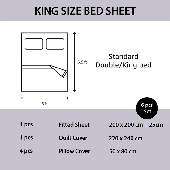 Elegant Bedding Set - King Size 6 PCs Duvet Cover & Pillowcases with Pattern Border(Purple)