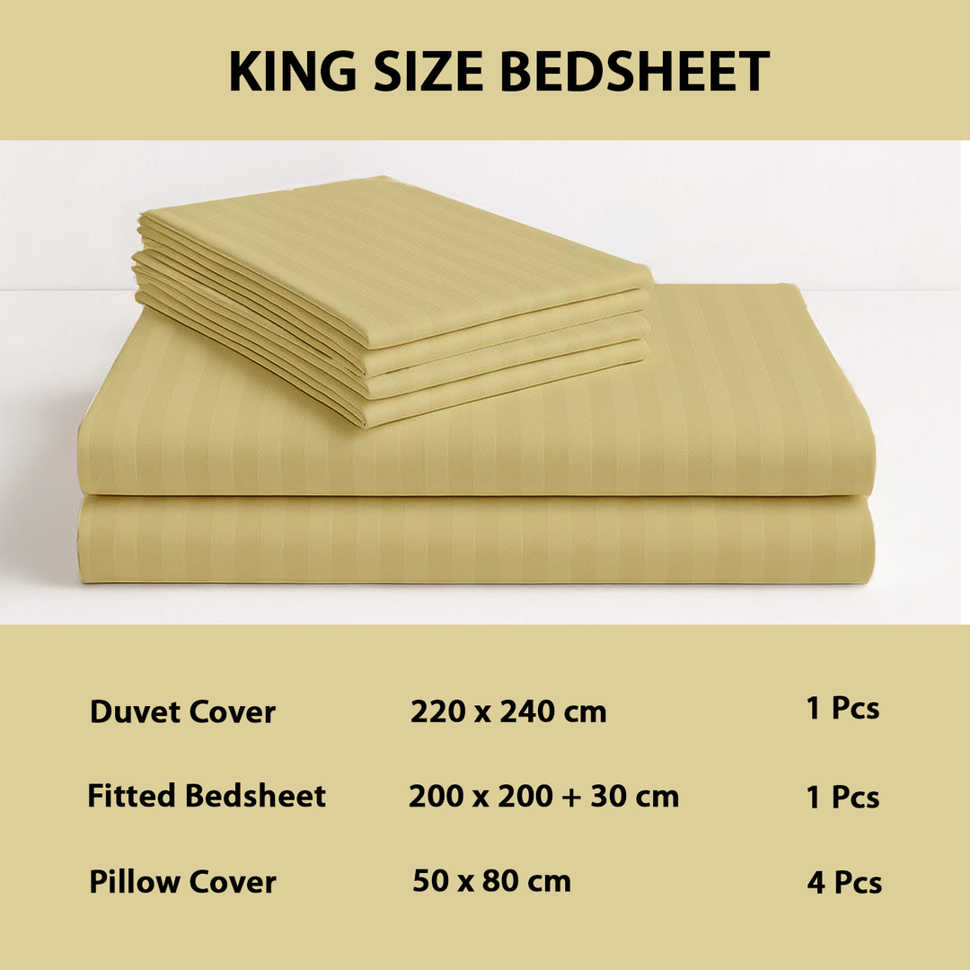 طقم ملاءات سرير كينج من موونسي، 6 قطع، مع غطاء لحاف، مقاس 220×240، طقم سرير كينج (ذهبي)