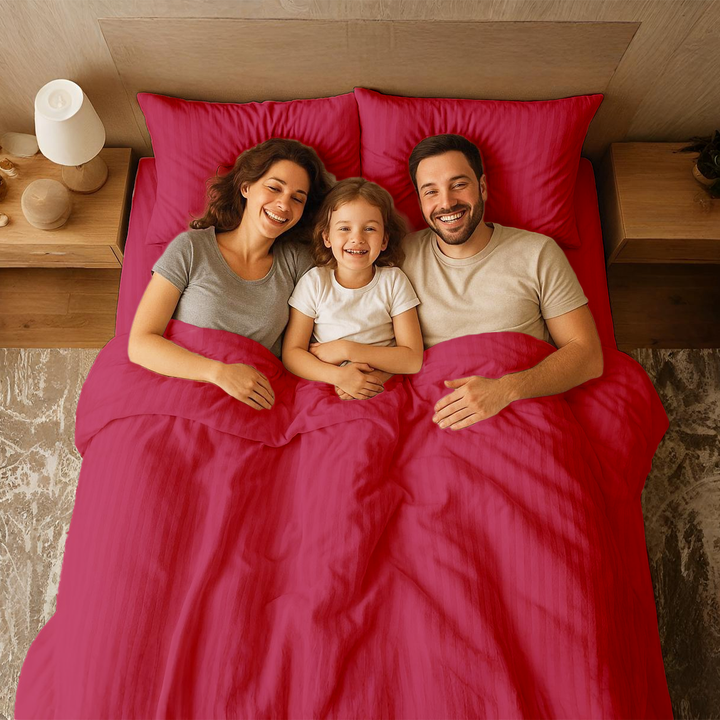طقم ملاءات سرير كينج سايز، 6 قطع مع طقم غطاء لحاف، 220×240، طقم مفروشات (وردي فاقع)