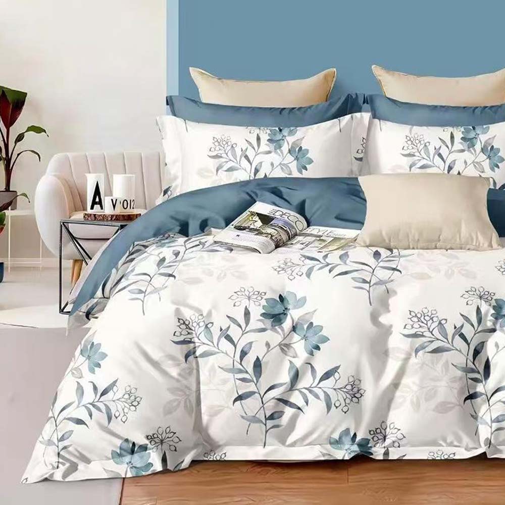 طقم سرير كينج مع 6 قطع ملاءة سرير وغطاء لحاف مقاس 220 × 240 (6FS56)