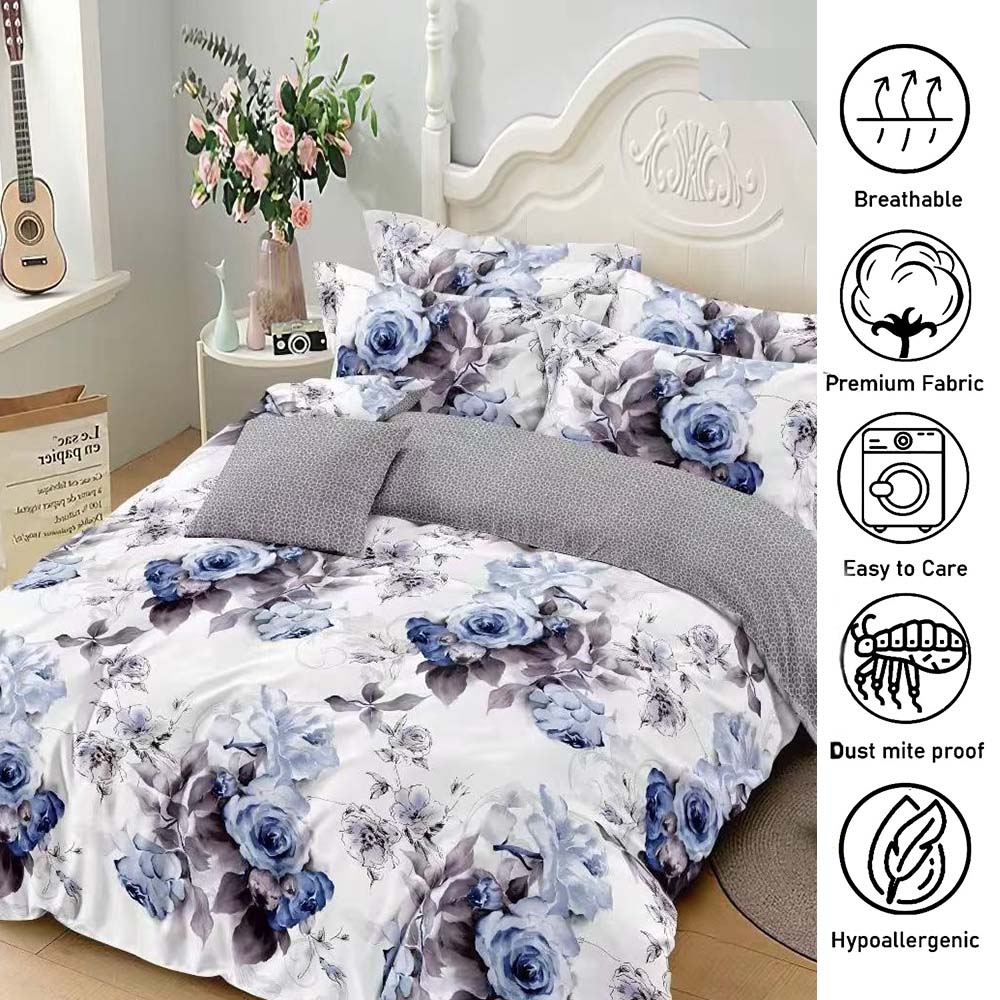 طقم سرير كينج مع غطاء لحاف 220 × 240 – طقم ملاءات سرير ملائمة من 6 قطع (6FS54)