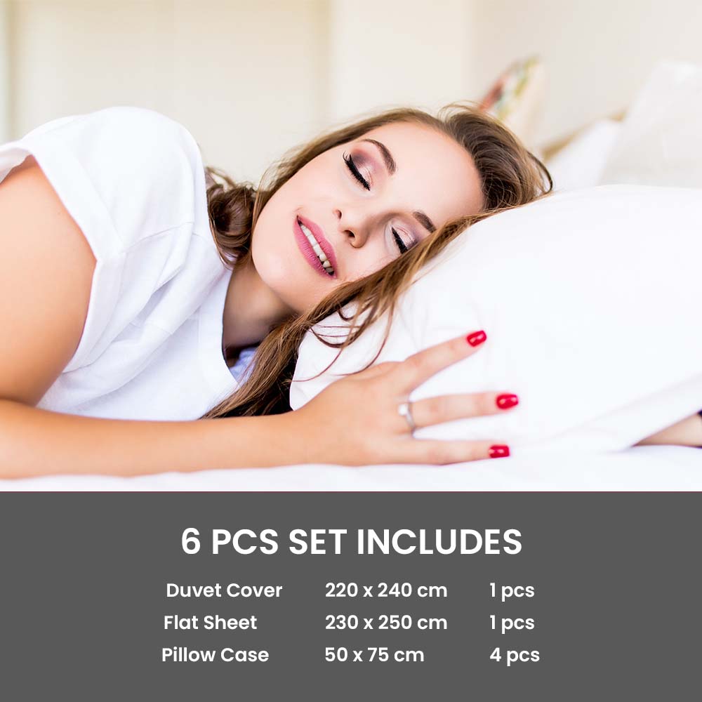 Soft Cotton King Bed Bedding Set 6 PCs King Size Fitted Bed Sheet Set (6FS63)