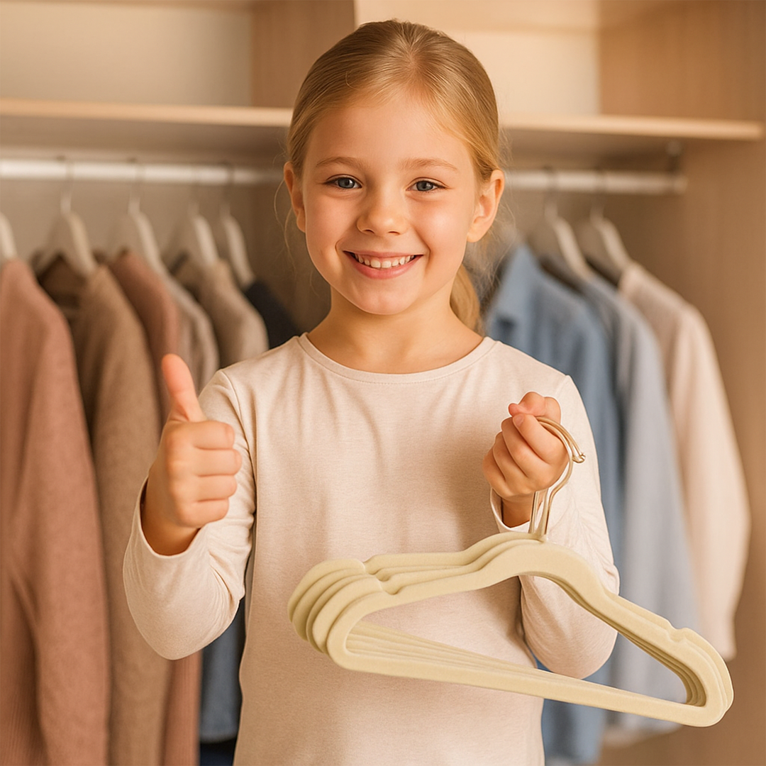 Premium Kids Velvet Hangers- Non-Slip, Ultra-Thin Clothes Hangers with 360° Swivel Hook