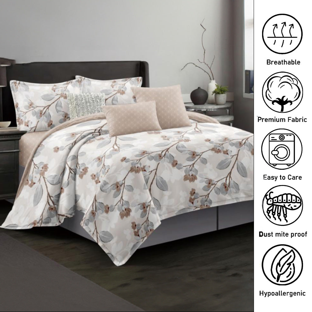 طقم سرير كينج سايز مع غطاء لحاف 220 × 240 – 6 قطع من أغطية السرير الناعمة والمريحة (6FS24)